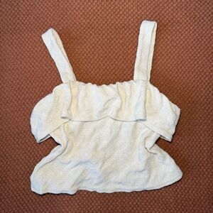Madewell off white / cream cotton ruffle tank top